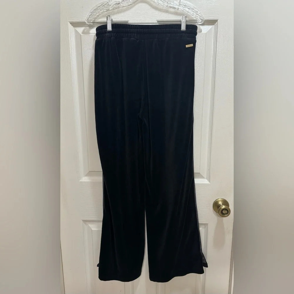 ALALA Pants Liya Wide-Leg Velour Snap-Up Track Black Size XS Made in USA - Picture 3 of 13